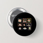 本の郵便切手 ブックスタンプ 読書家 缶バッジ (正面&裏面)