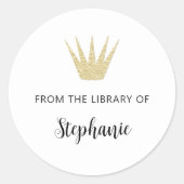 本の金ゴールドの書庫の王冠 ラウンドシール (正面)
