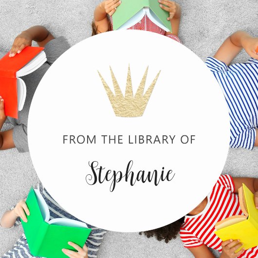 本の金ゴールドの書庫の王冠 ラウンドシール