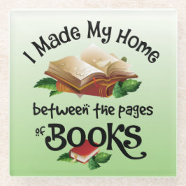 本の間を縫って家を作った ガラスコースター