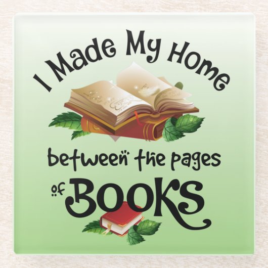 本の間を縫って家を作った ガラスコースター (正面)