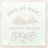 本の間を縫って家を作った ガラスコースター (裏面)