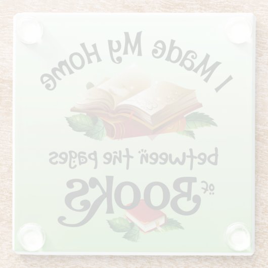 本の間を縫って家を作った ガラスコースター (裏面)