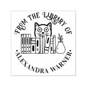 本の陰に隠れる猫 “Rndの図書館から” セルフインキングスタンプ (デザイン)