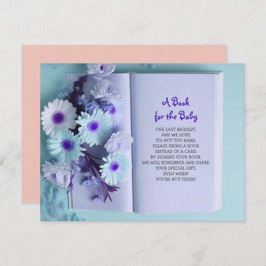 本の青いピンクの男の赤ちゃんを持って来る 招待状 (正面/裏面)