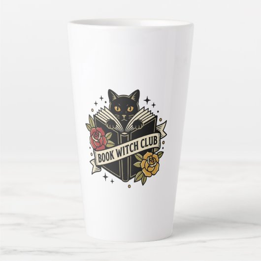 本の魔女クラブの猫のロゴ カフェラテマグ (正面)
