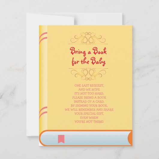 本の黄色いオレンジ色のカバー赤ちゃんシャワーカードを持ってくる 招待状 (正面)