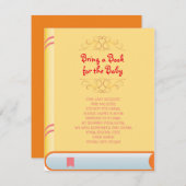 本の黄色いオレンジ色のカバー赤ちゃんシャワーカードを持ってくる 招待状 (正面/裏面)