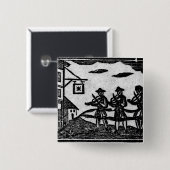 「本のRoxburgheの民謡からの3人のバイオリン弾き、 缶バッジ (正面&裏面)