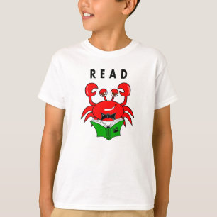 本のTシャツを読んでいるカニ Tシャツ