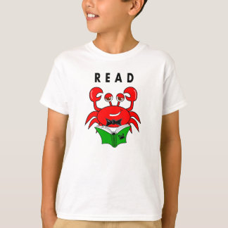 本のTシャツを読んでいるカニ Tシャツ