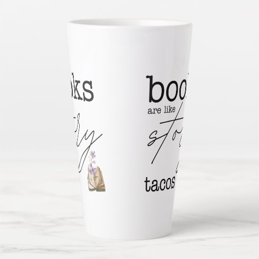 本はストーリータコスのようなものだ カフェラテマグ (正面)