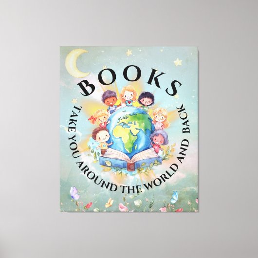 本は可愛のまわりにくモダンなる キャンバスプリント (正面)