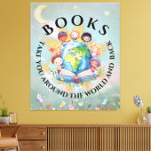 本は可愛のまわりにくモダンなる キャンバスプリント (インサイチュ (リビング))