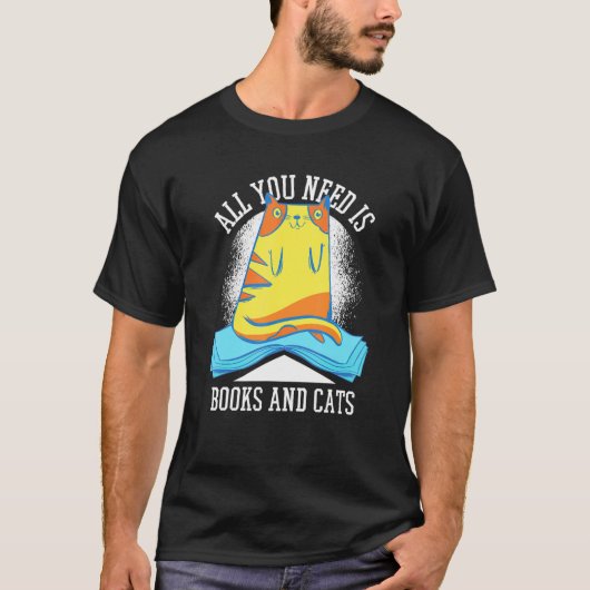 本は猫の本と猫 Tシャツ (正面)
