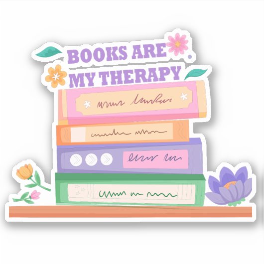 本は私のセラピー:おもしろい引用文美学デザイン シール (正面)