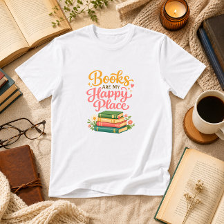 本は私の幸せな場所 ブックユーモア Tシャツ