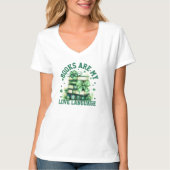 本は私の愛の言葉 女性用VネックTシャツ Tシャツ (正面)