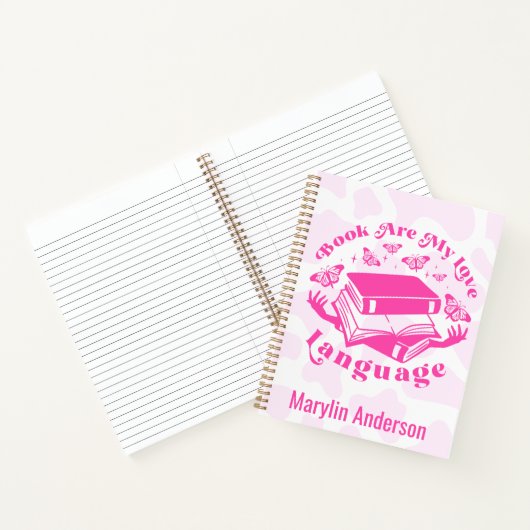 本は私の愛の言語の名前をカスタムするCOWPRINT ノートブック (内部)