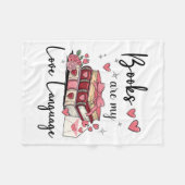 本は私の愛の言語の愛読者の司書 フリースブランケット (正面(横))