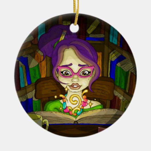 本は魔法です セラミックオーナメント (正面)