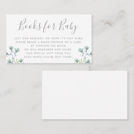 本は|のベビーシャワーの招待状の挿入物を要求します 名刺 (正面/裏面)