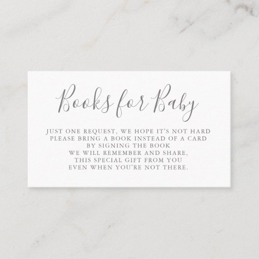 本は|のベビーシャワーの招待状の挿入物を要求します 名刺 (正面)