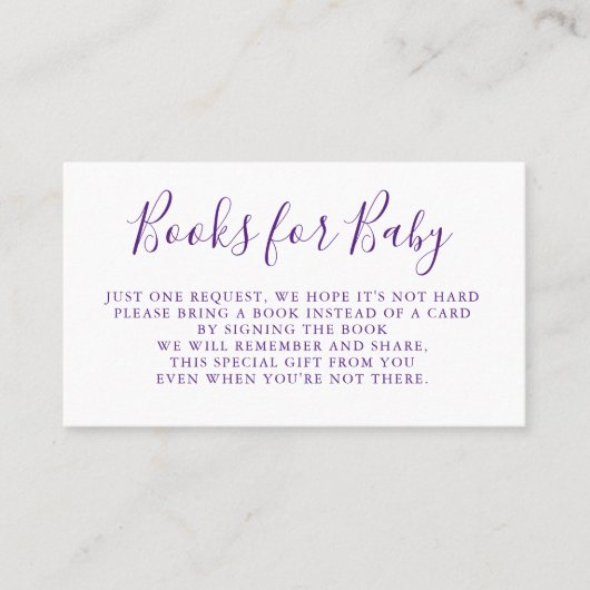 本は|のベビーシャワーの招待状の挿入物を要求します 名刺 (正面)