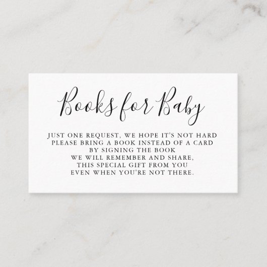 本は|のベビーシャワーの招待状の挿入物を要求します 名刺 (正面)