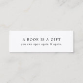 本は 再び開けるギフト 本のミニブックマークカード 現代のミニマルデザイン スキニー名刺 (正面)