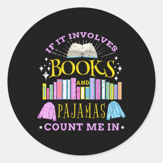 本もしやパジャマが私を数える ラウンドシール (正面)