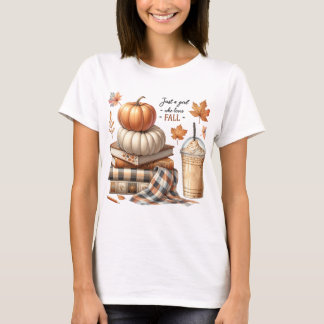本やカボチャの秋が大好きな女の子 Tシャツ