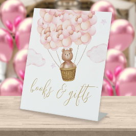 本やギフトは赤ちゃんピンクの風船ベビーシャワー 台座サイン