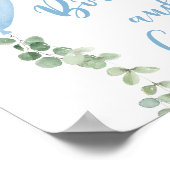 本やギフトは青い風船の赤ちゃんシャワーに署名 ポスター (角)