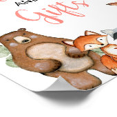 本やギフトウッドランド緑のピンクの赤ちゃんシャワー ポスター (角)