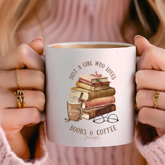 本やコーヒーが大好きな女のパーソナライズされた子 コーヒーマグカップ