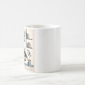 本やワインが大好きな少女 コーヒーマグカップ (中央)