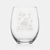 本やワインが大好きな少女 ステムなしワイングラス (裏面)