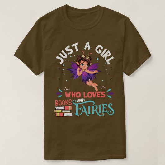 本や妖精を愛する女の子だけの誕生日F Tシャツ (デザイン正面)