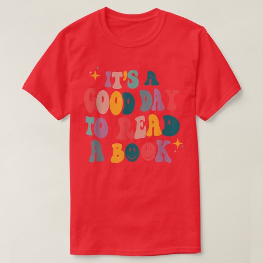 本や本の虫、本の読値値リストは良い日だ Tシャツ (デザイン正面)