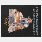 本や猫が多すぎる フリースブランケット (正面(横))