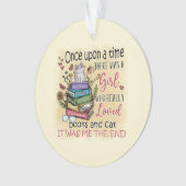 本や猫が大好きな女の子 オーナメント (正面)