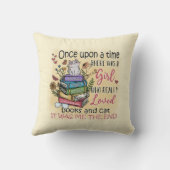 本や猫が大好きな女の子 クッション (裏面)