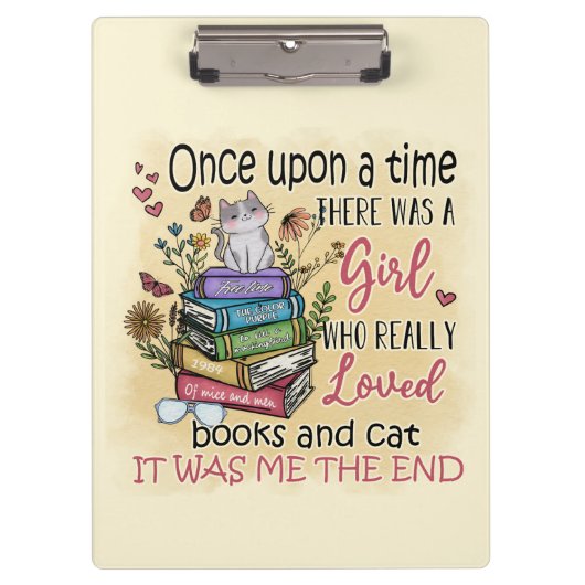 本や猫が大好きな女の子 クリップボード (正面)
