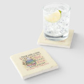 本や猫が大好きな女の子 ストーンコースター (横)