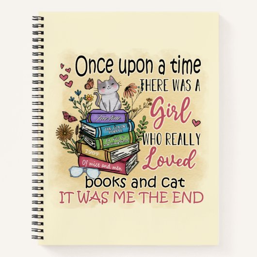 本や猫が大好きな女の子 ノートブック (正面)