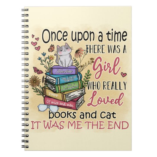 本や猫が大好きな女の子 ノートブック (正面)