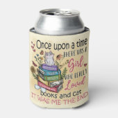 本や猫が大好きな女の子 缶クーラー (缶正面)