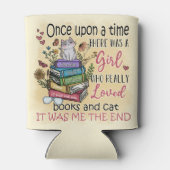 本や猫が大好きな女の子 缶クーラー (裏面)