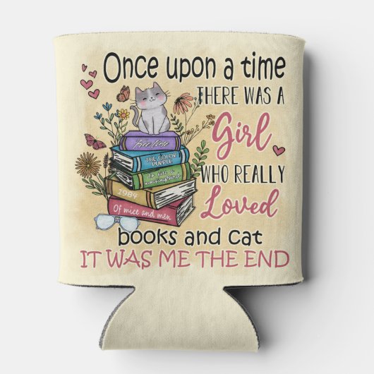 本や猫が大好きな女の子 缶クーラー (裏面)